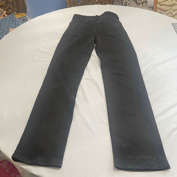 Le Jean By Charlie Gay High Rise Sabine Straight Black Waxed Denim Jeans Size 26 - Picture 8 of 9